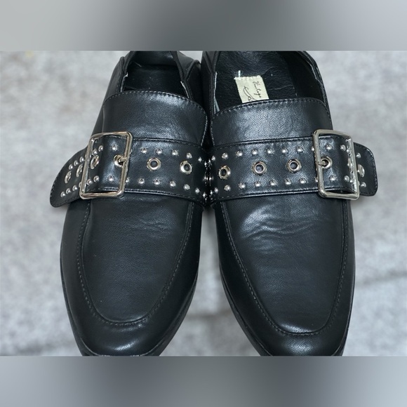 Vintage Havana Black Leather Maureen Studded Buckle Loafers Women 6.5 Old Money - Picture 8 of 9